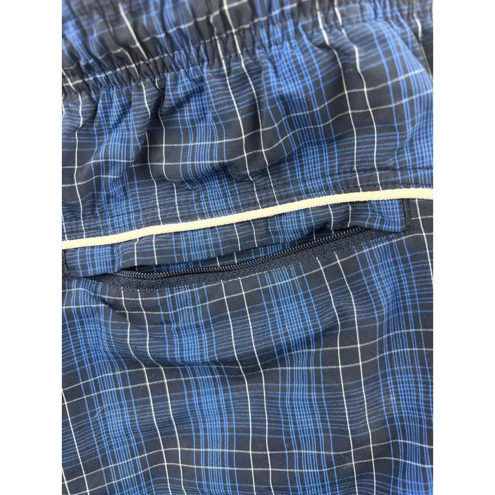 Nike Mens Swim Trunks Blue Plaid Mesh Lined Shorts - Size Large